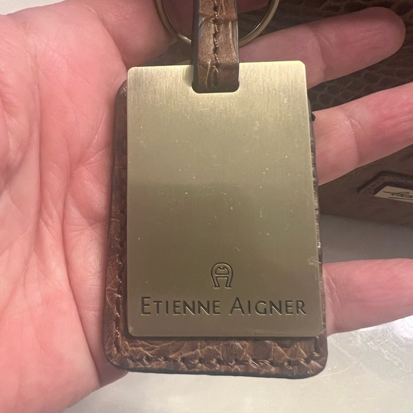 Etienne Aigner Croc embossed brown leather satchel - Picture 12 of 16